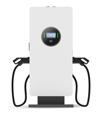 Dual-connector low-power DC charging pile without supplier branding